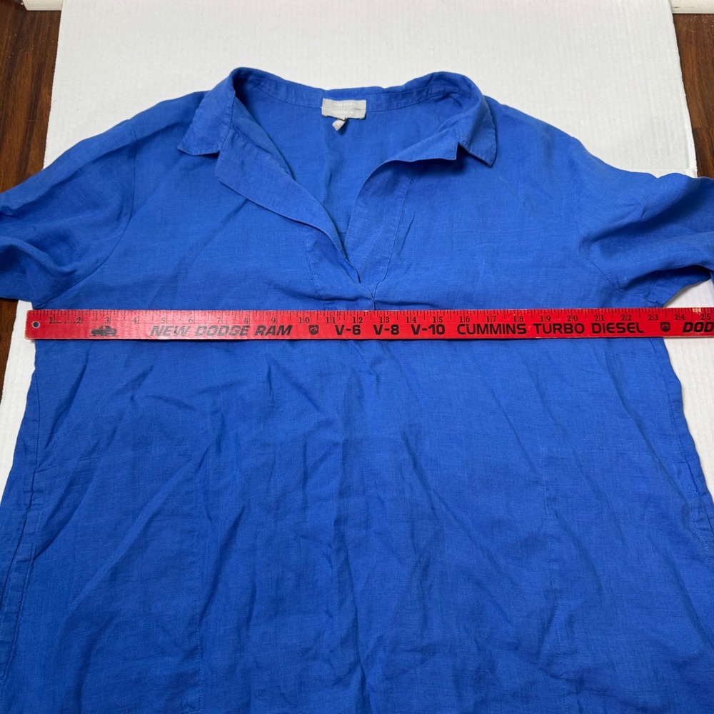 Hinson Wu Salina Blouse Lapis Linen Womens Size XL 3/4 Sleeves - Picture 6 of 8